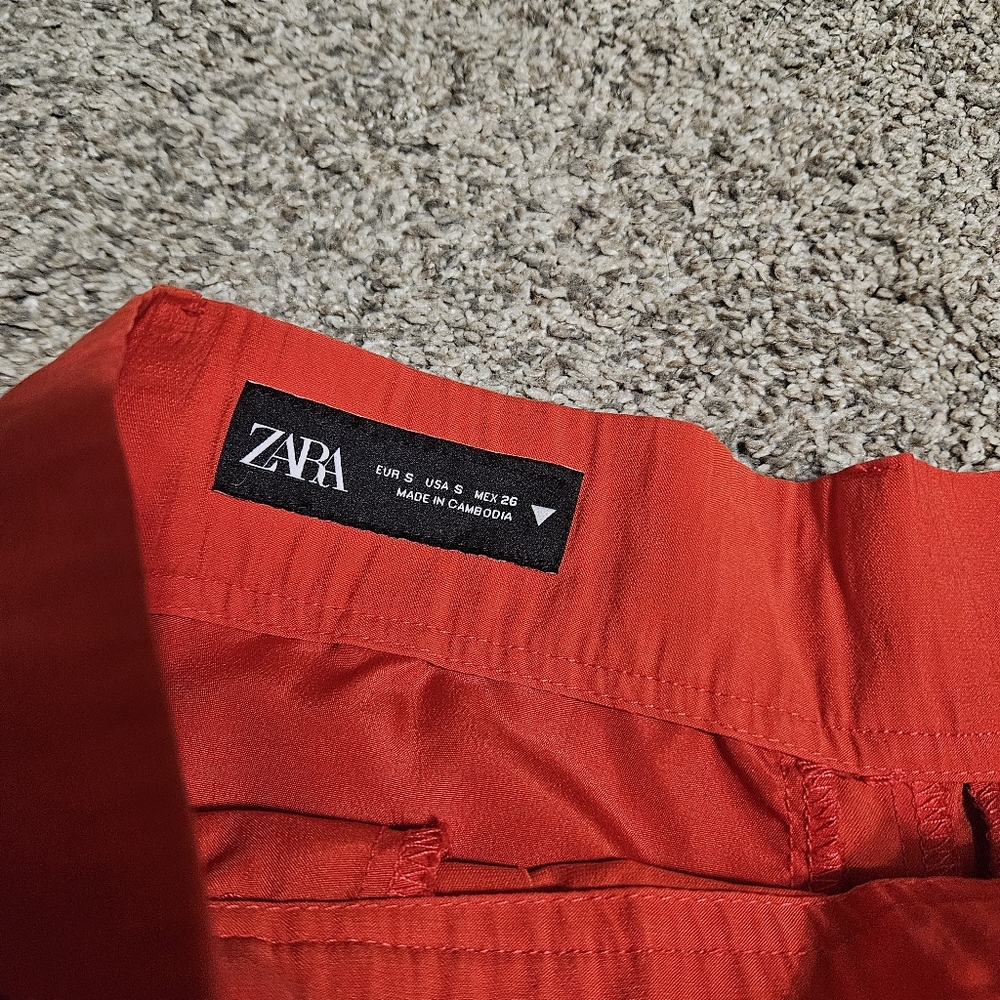 Zara Red Wide Leg Pants - Picture 4 of 11